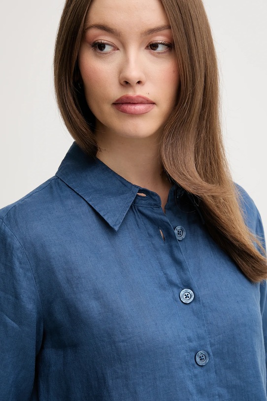United Colors of Benetton koszula lniana granatowy 5BML5QB75