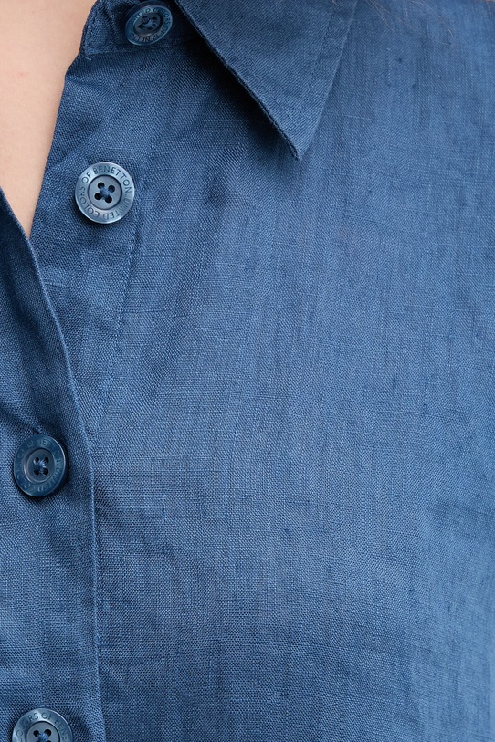 United Colors of Benetton koszula lniana 5BML5QB75 granatowy