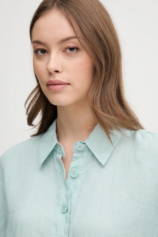 United Colors of Benetton koszula lniana turkusowy 5BML5QB75