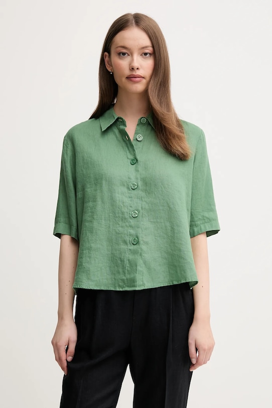 United Colors of Benetton koszula lniana zielony 5BML5QB75