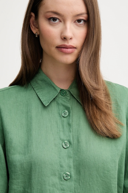 United Colors of Benetton koszula lniana zielony 5BML5QB75