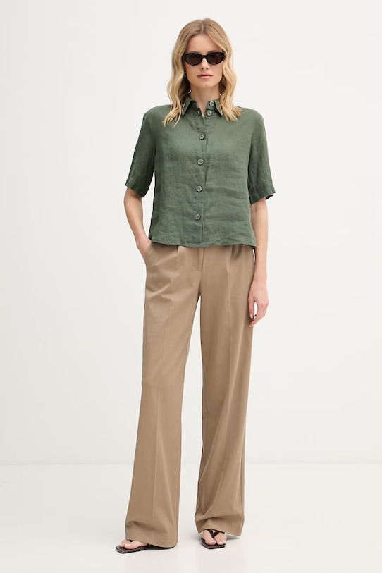 United Colors of Benetton Cămașă femeiască din in 5BML5QB75 verde AA00