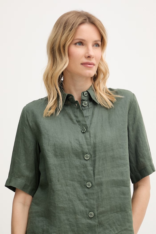 United Colors of Benetton Cămașă femeiască din in verde 5BML5QB75