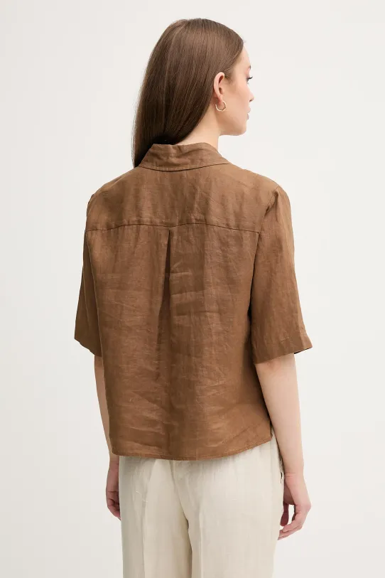Abbigliamento United Colors of Benetton camicia di lino 5BML5QB75 marrone