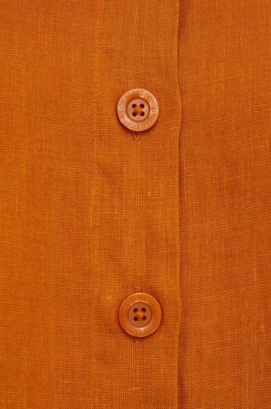 United Colors of Benetton koszula lniana 5BML5QB75 brązowy