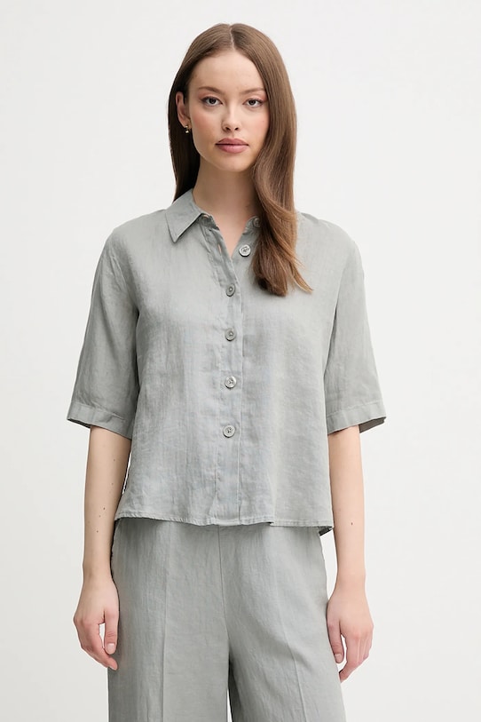 Lanena košulja United Colors of Benetton siva 5BML5QB75