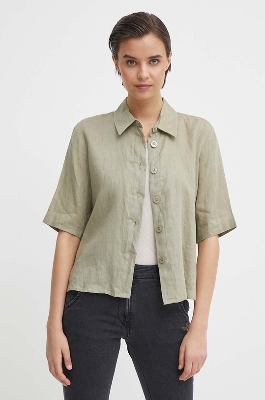 United Colors of Benetton koszula lniana regular zielony 5BML5QB75