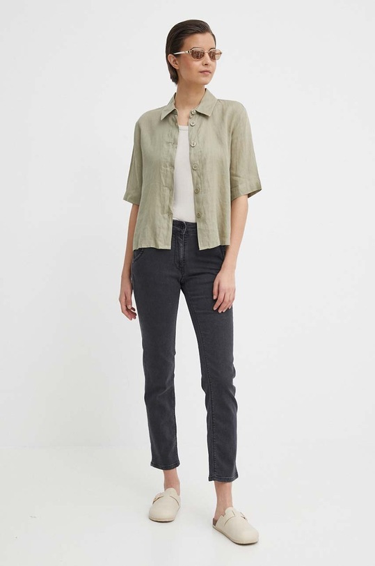 United Colors of Benetton koszula lniana 5BML5QB75 zielony AA00