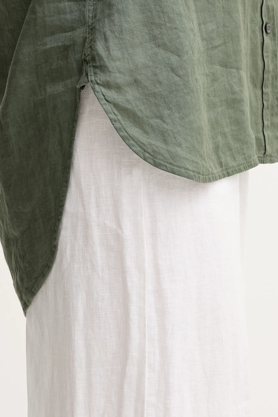 Lněná košile United Colors of Benetton 5BMLDQ02U zelená