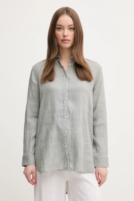 Lněná košile United Colors of Benetton šedá 5BMLDQ02U