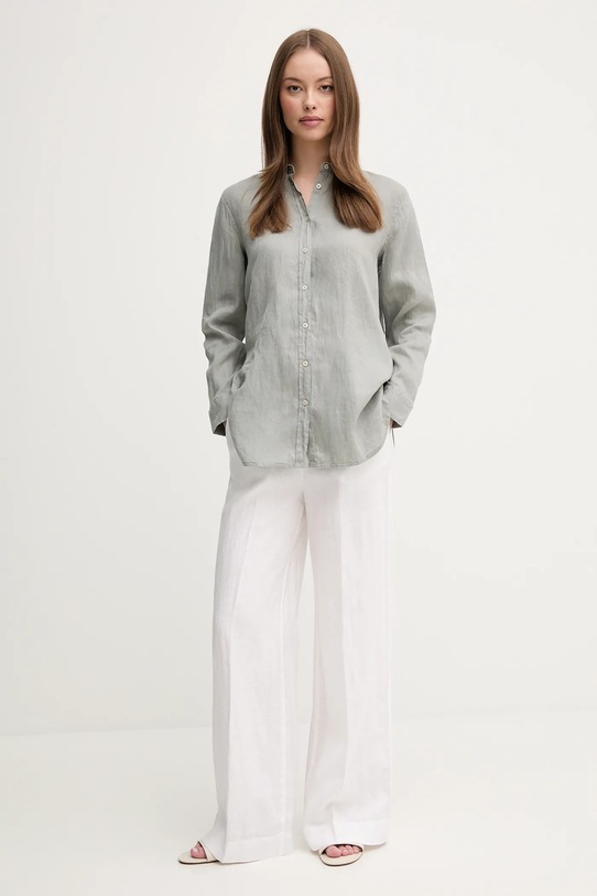 Lněná košile United Colors of Benetton 5BMLDQ02U šedá AA00