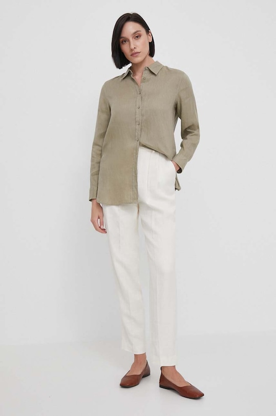 Lanena košulja United Colors of Benetton casual zelena 5BMLDQ02U