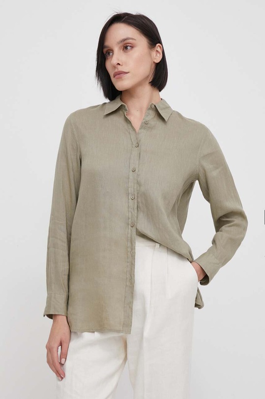 Lanena košulja United Colors of Benetton 5BMLDQ02U zelena AA00