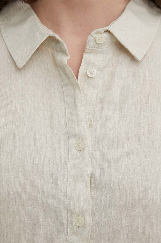 United Colors of Benetton koszula lniana 5BMLDQ06V beżowy