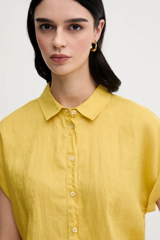 Oblečení Lněná košile United Colors of Benetton 5BMLDQ06V žlutá