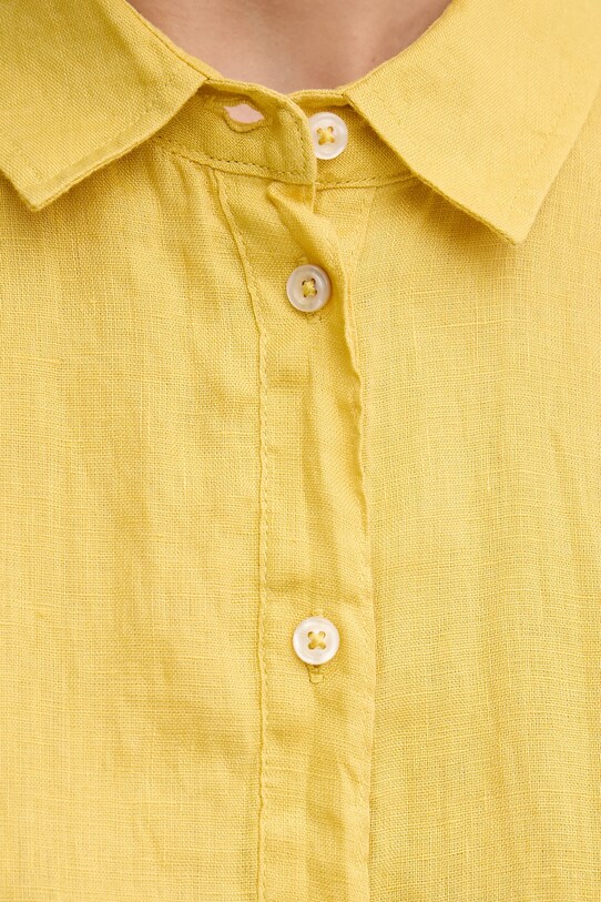 Lněná košile United Colors of Benetton žlutá 5BMLDQ06V