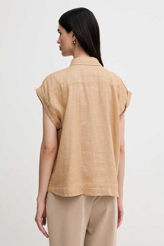 Ρούχα Πουκάμισο από λινό United Colors of Benetton 5BMLDQ06V πράσινο