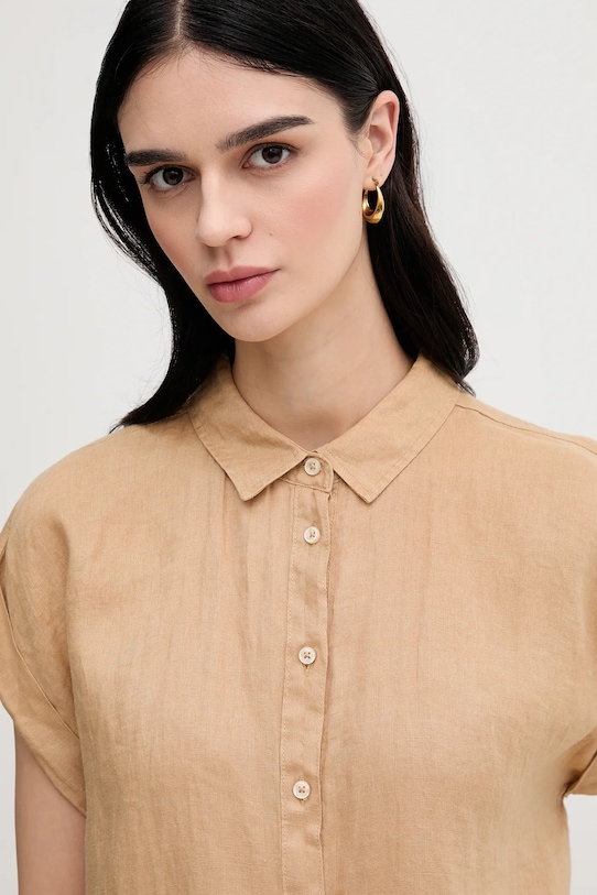 United Colors of Benetton koszula lniana zielony 5BMLDQ06V