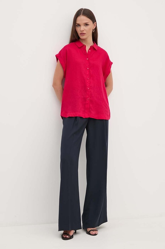 United Colors of Benetton koszula lniana 5BMLDQ06V różowy SS25