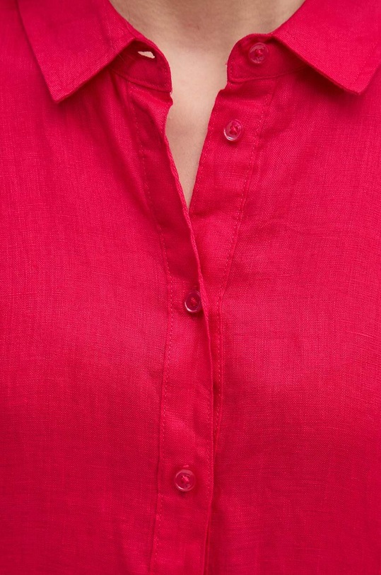 United Colors of Benetton koszula lniana 5BMLDQ06V różowy