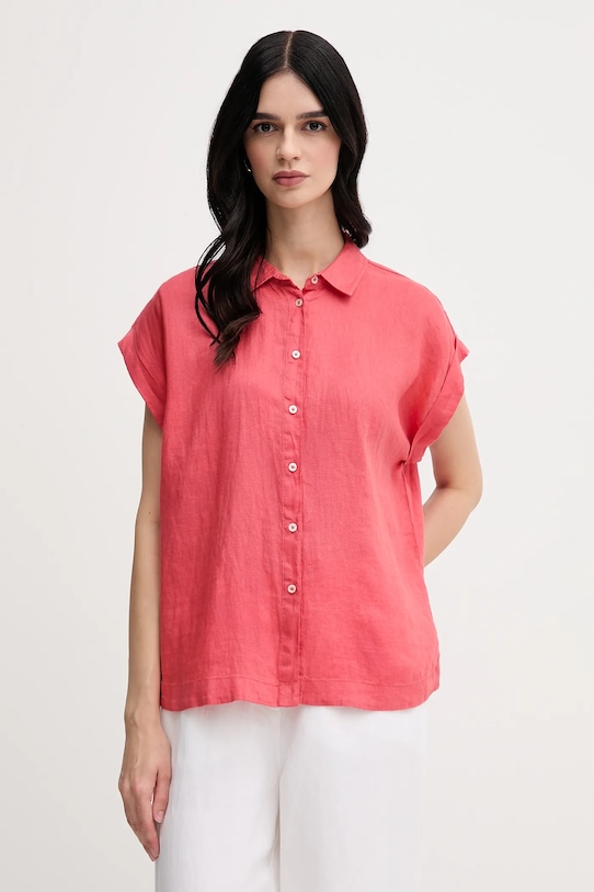 United Colors of Benetton koszula lniana różowy 5BMLDQ06V