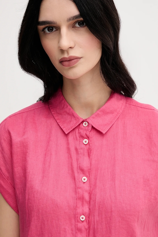 Oblečení Lněná košile United Colors of Benetton 5BMLDQ06V růžová