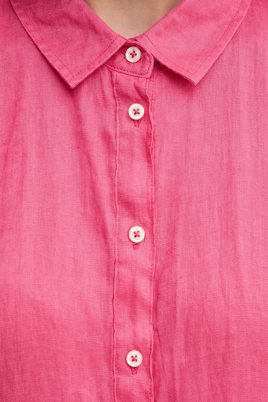 Lněná košile United Colors of Benetton růžová 5BMLDQ06V