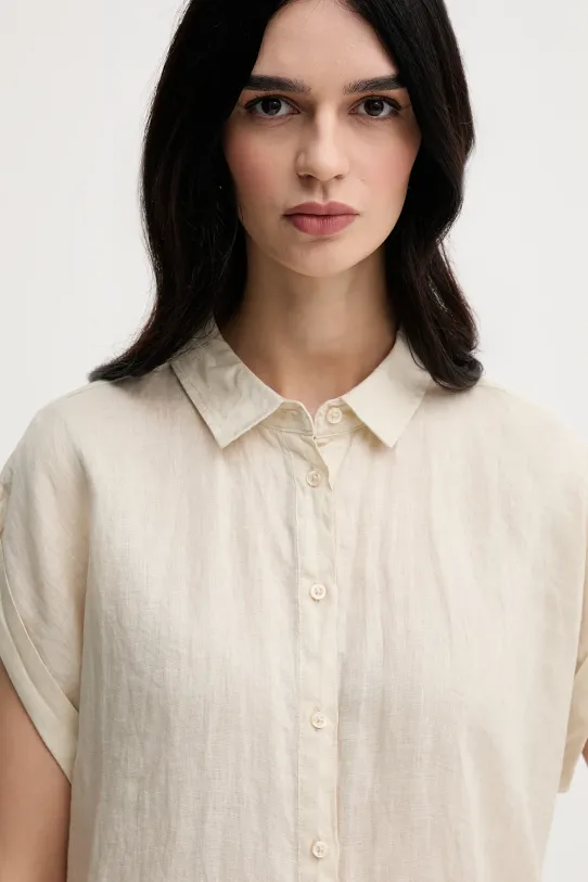 Lněná košile United Colors of Benetton béžová 5BMLDQ06V