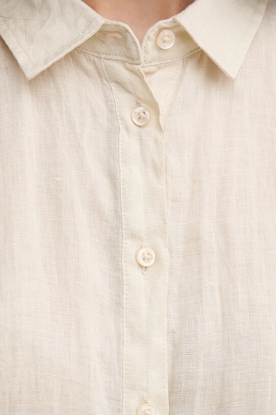 Lněná košile United Colors of Benetton 5BMLDQ06V béžová