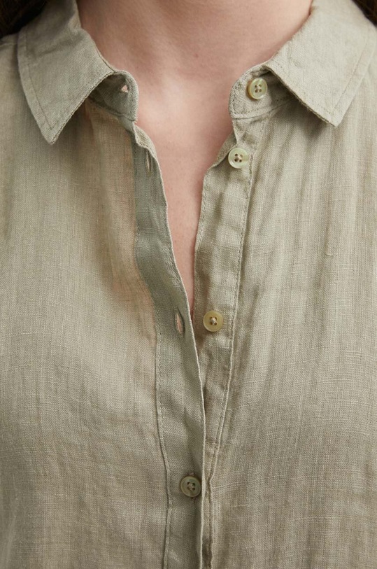 Ľanová košeľa United Colors of Benetton 5BMLDQ06V zelená