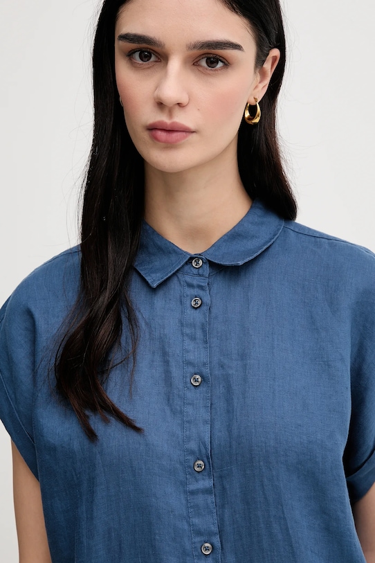 Ρούχα Πουκάμισο από λινό United Colors of Benetton 5BMLDQ06V μπλε