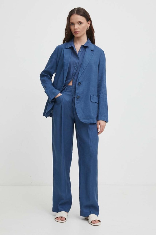 United Colors of Benetton koszula lniana 5BMLDQ06V niebieski SS25