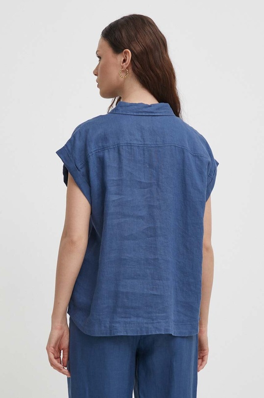 Odzież United Colors of Benetton koszula lniana 5BMLDQ06V niebieski
