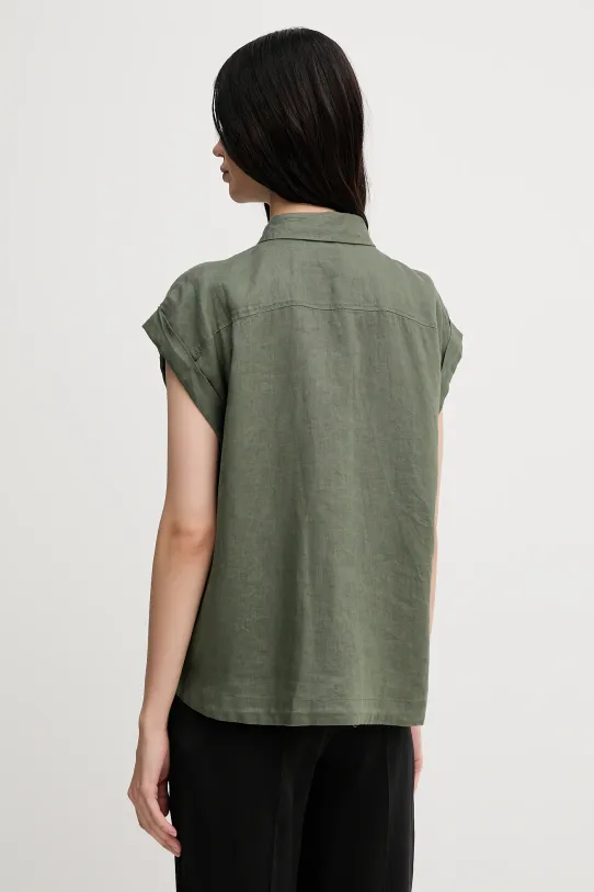Oblečenie Ľanová košeľa United Colors of Benetton 5BMLDQ06V zelená