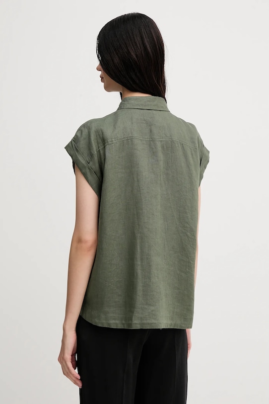 Odzież United Colors of Benetton koszula lniana 5BMLDQ06V zielony