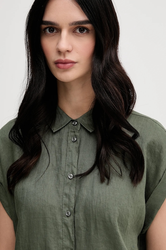United Colors of Benetton koszula lniana zielony 5BMLDQ06V