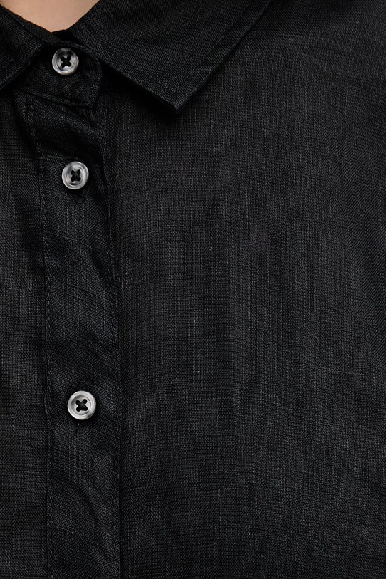 Lněná košile United Colors of Benetton 5BMLDQ06V černá