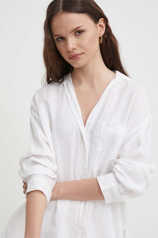 Lněná košile United Colors of Benetton bílá 5BMLDQ078