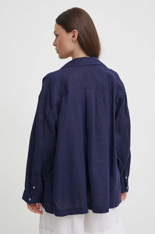 Odzież United Colors of Benetton koszula lniana 5BMLDQ078 granatowy