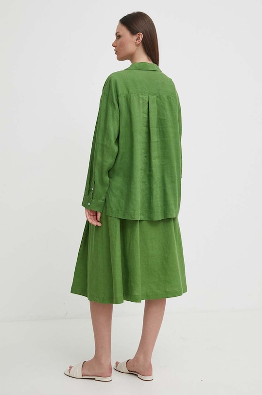 Одяг Сорочка з льону United Colors of Benetton 5BMLDQ078 зелений