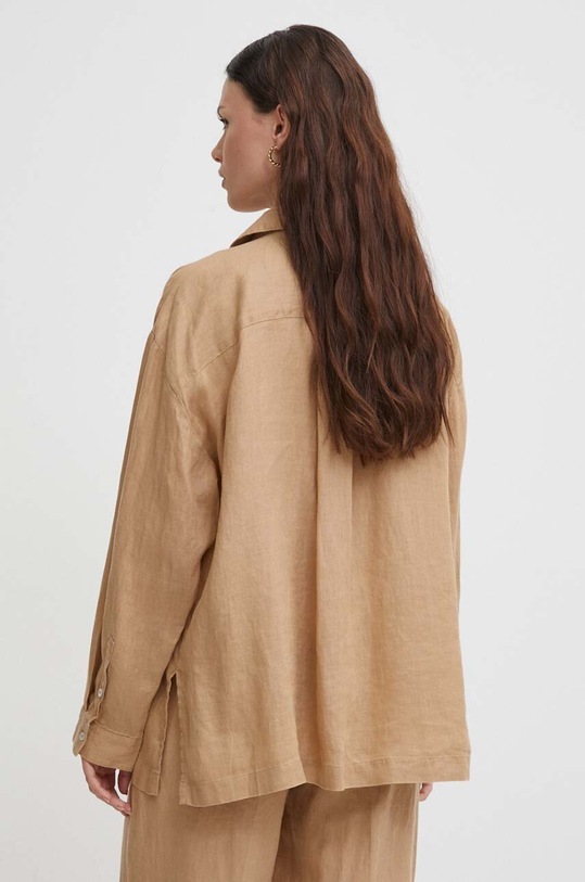 Odzież United Colors of Benetton koszula lniana 5BMLDQ078 beżowy