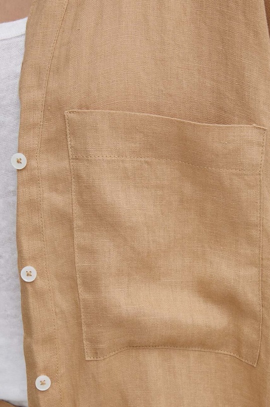 United Colors of Benetton koszula lniana 5BMLDQ078 beżowy