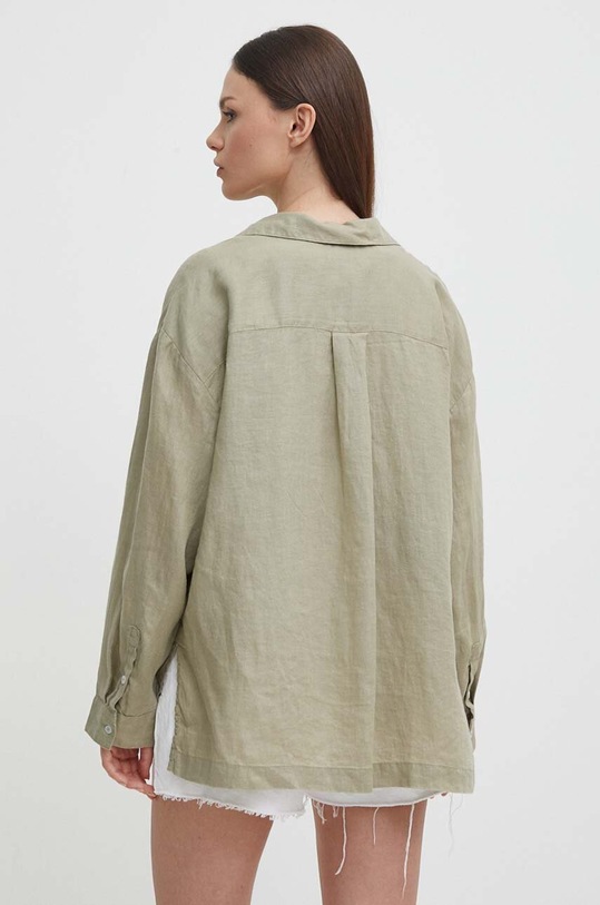 Odzież United Colors of Benetton koszula lniana 5BMLDQ078 zielony