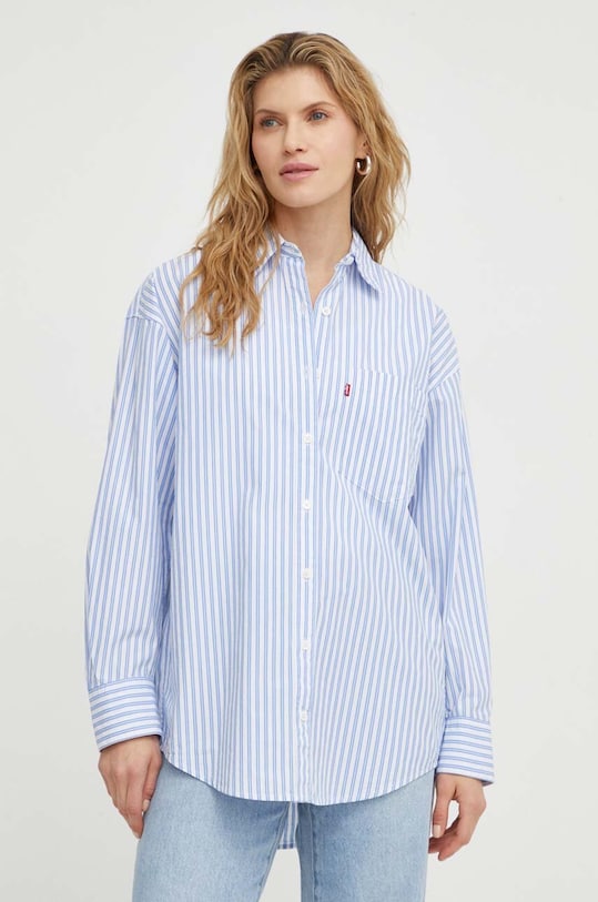 Levi's koszula bawełniana wzorzyste niebieski A9179