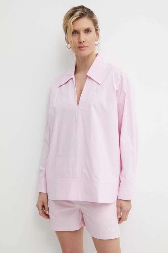 Bavlněná halenka Résumé VictoriaRS Shirt dlouhý růžová 19610951