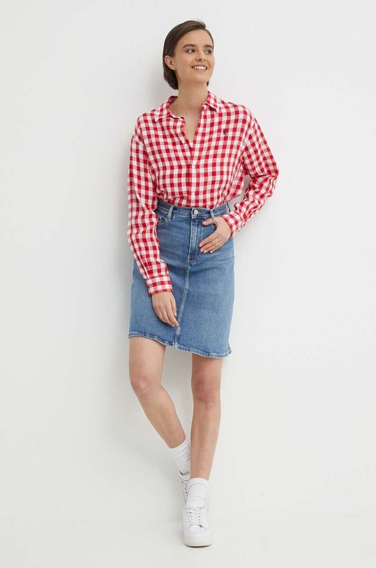 Πουκάμισο από λινό Polo Ralph Lauren 211935130 κόκκινο SS25