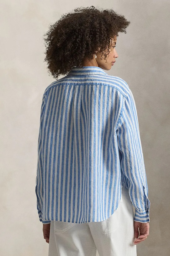 Ľanová košeľa Polo Ralph Lauren 211935130 modrá SS25