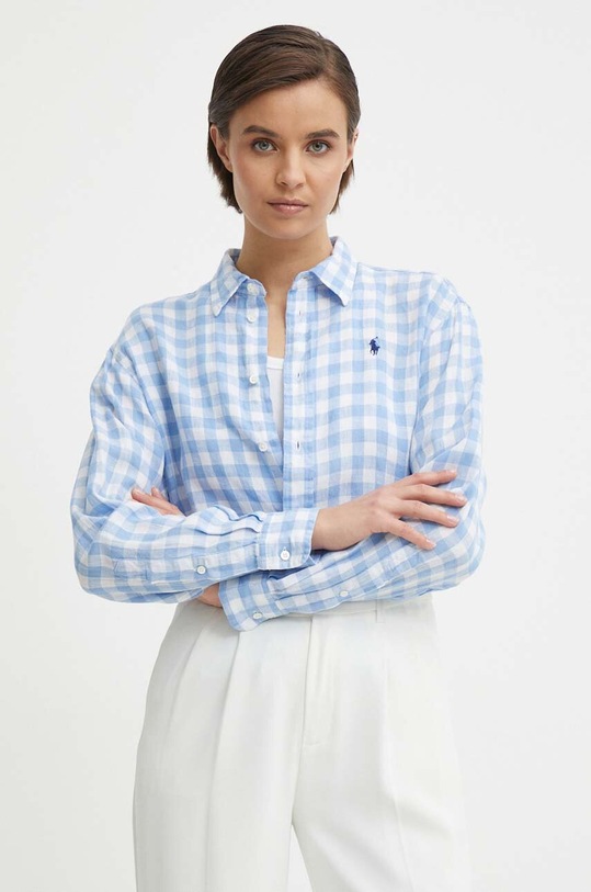 Polo Ralph Lauren camicia di lino a quadri blu 211935130