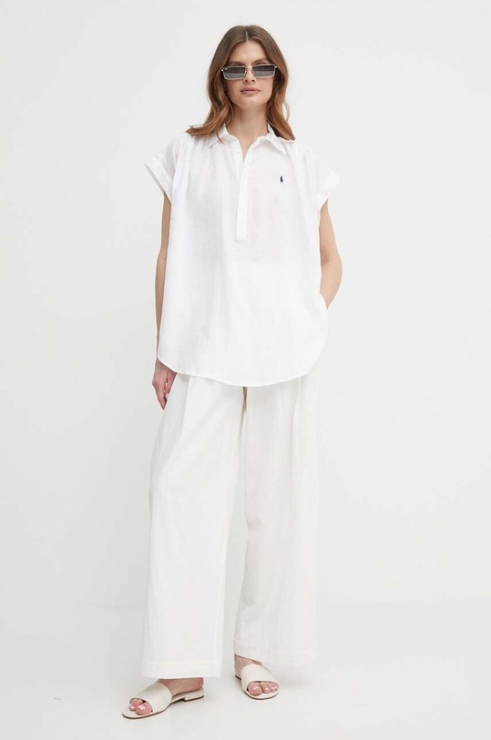 Polo Ralph Lauren bluzka lniana 211935131 biały SS25