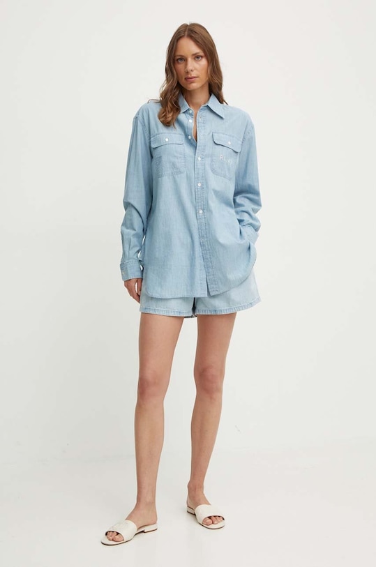 Τζιν πουκάμισο Polo Ralph Lauren 211935142 μπλε SS24